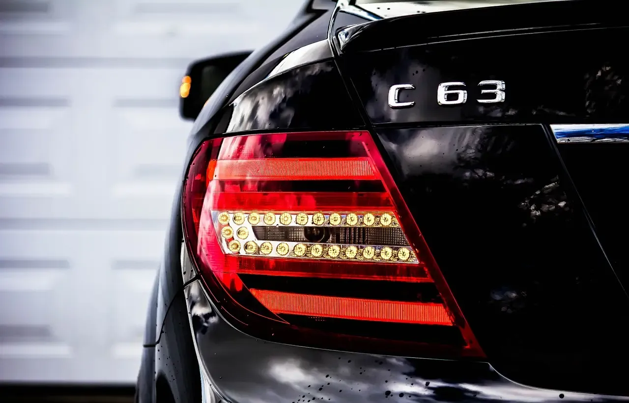 back of a c63 amg being showcased as part of the my story supplimentary image.